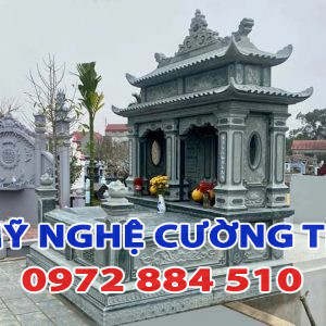 Alternative view of Mộ đá đôi chất liệu đá xanh rêu